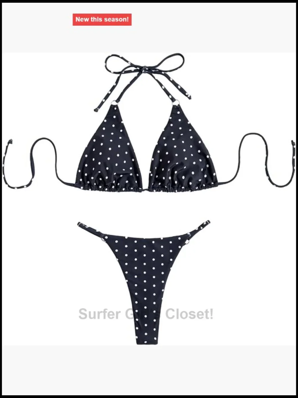 2 Piece Polka Dots Halter String Bikini Set High Cut Bathing Suit